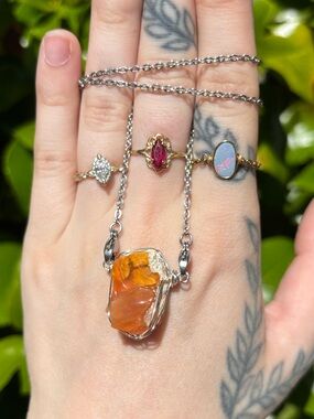 Fire opal interchangeable necklace